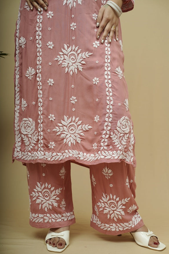 Roshni Modal 3D Chikankari Kurta Pant Set