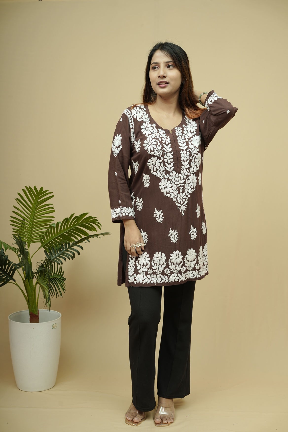 Raina Rayon Chikankari Short Kurti