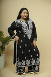 Plus Size Rayon Chikankari Kurta-Plazzo Set