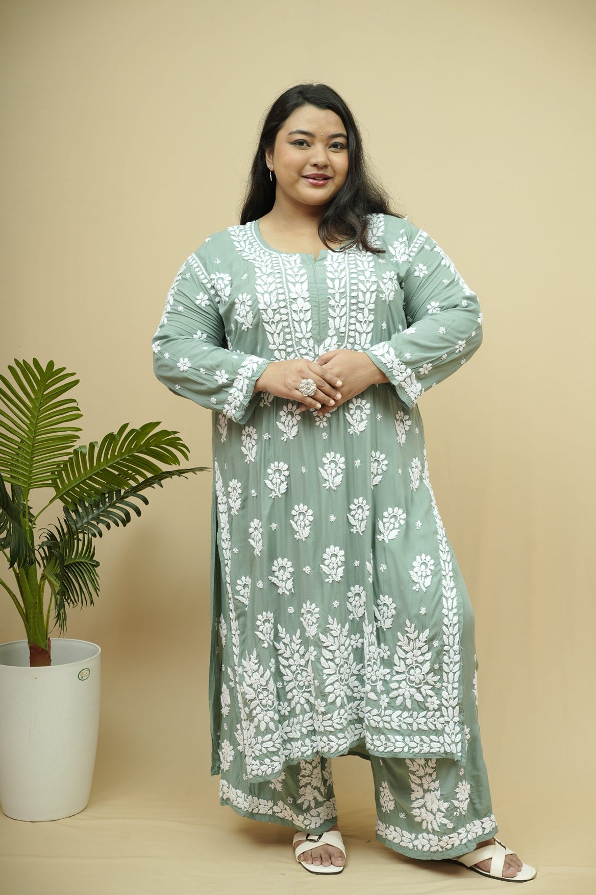 Aisha 3D Chikankari Kurta Plazzo Set