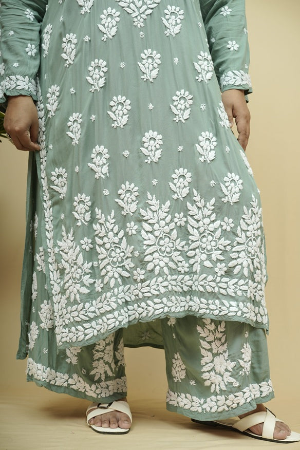 Aisha 3D Chikankari Kurta Plazzo Set