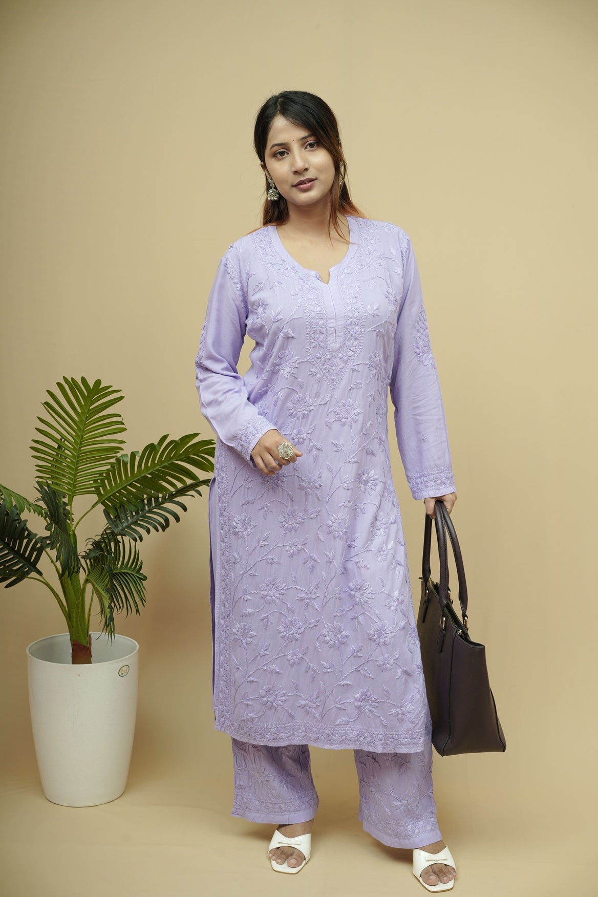 Mira Rayon 3D Chikankari Kurta Pant Set