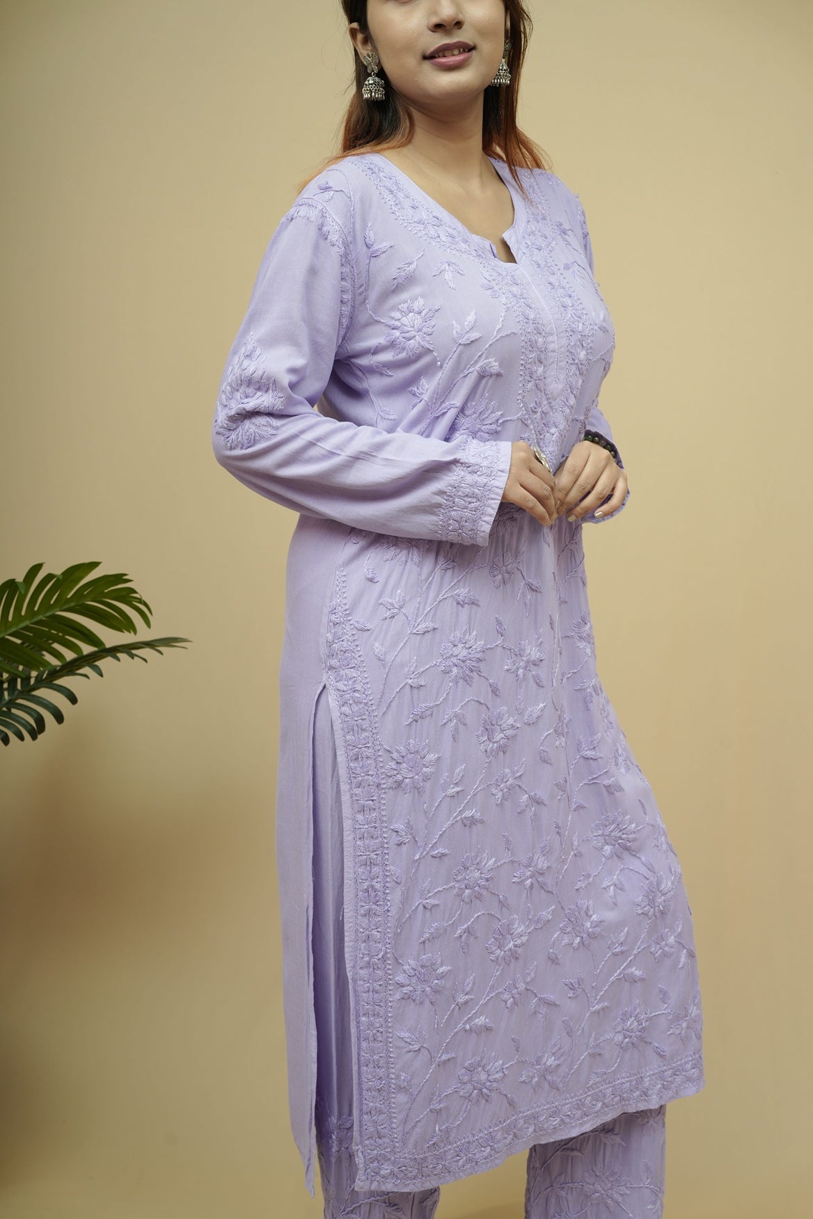 Mira Rayon 3D Chikankari Kurta Pant Set