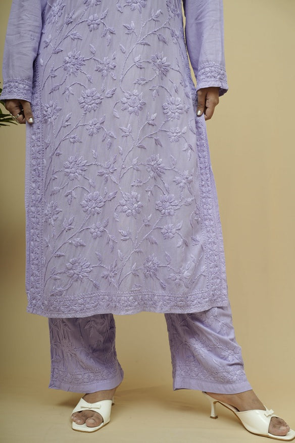 Mira Rayon 3D Chikankari Kurta Pant Set
