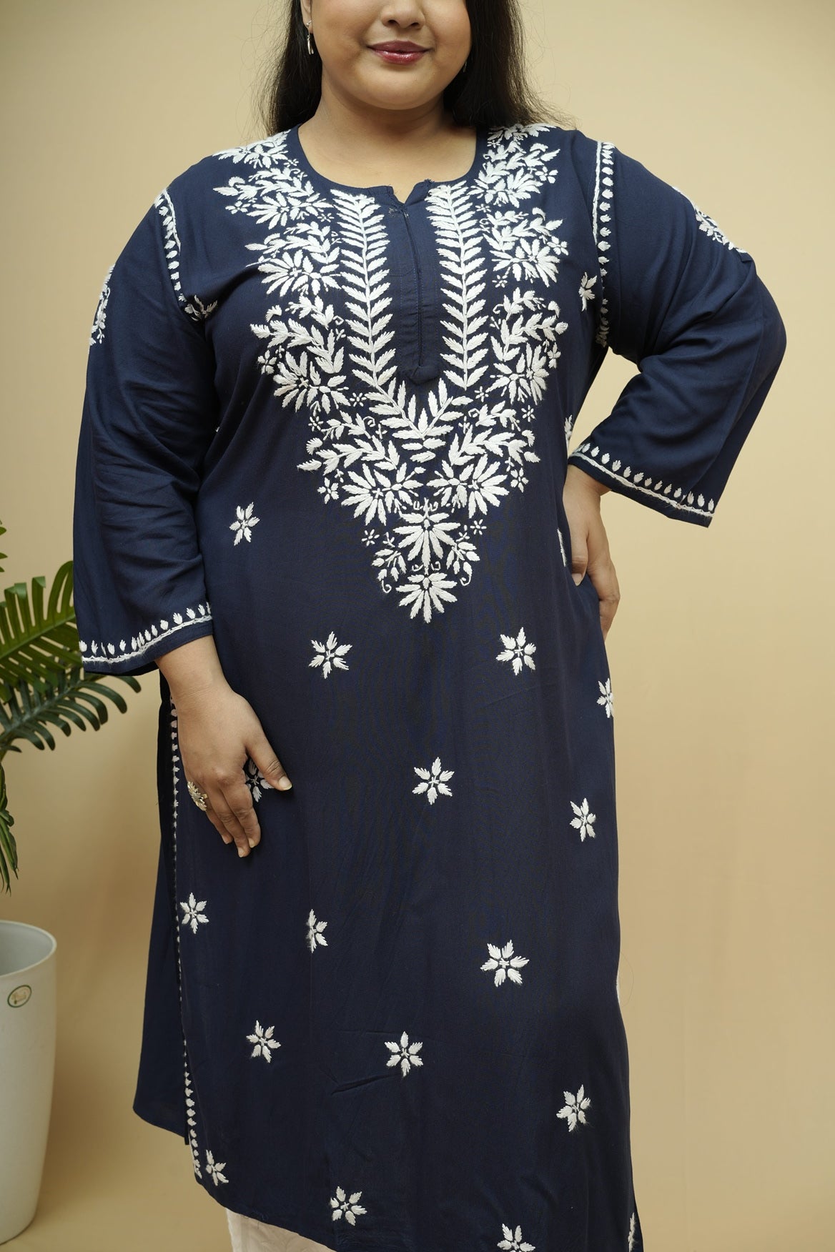 Vasudha Rayon Chikankari Long Kurta