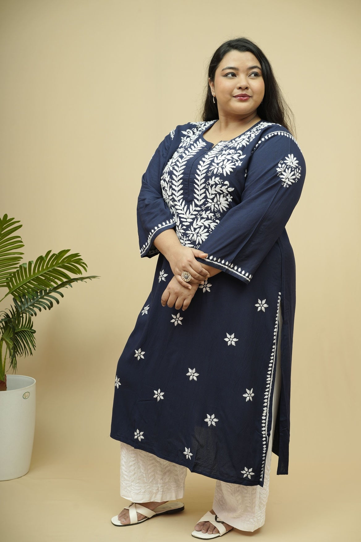 Vasudha Rayon Chikankari Long Kurta