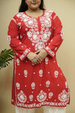 Plus Size Rayon Chikankari Kurta