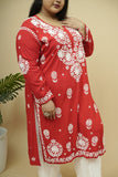 Plus Size Rayon Chikankari Kurta