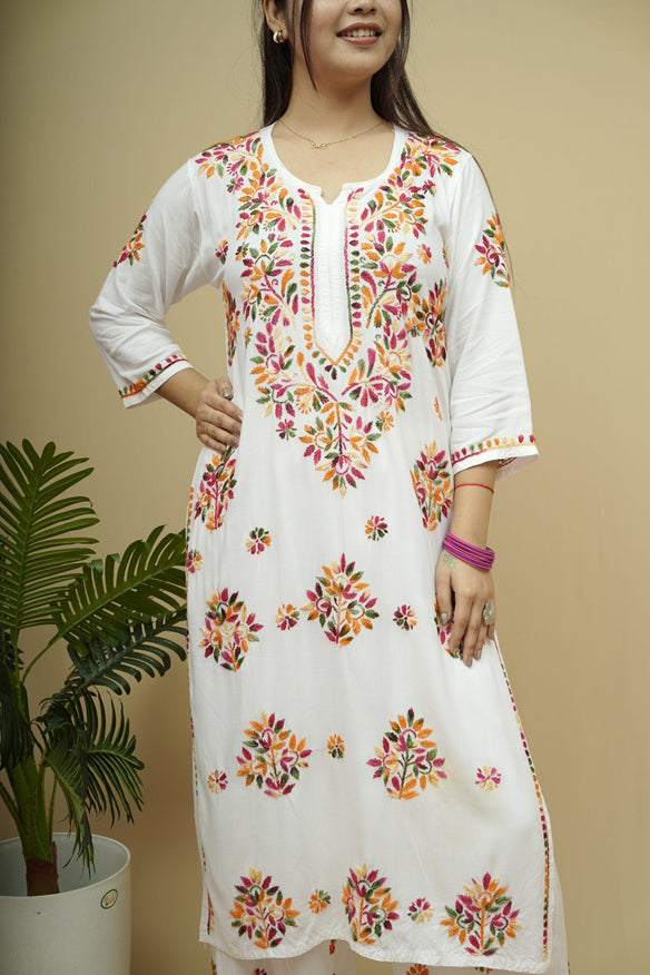 Mehira Rayon Chikankari Kurta Plazzo Set