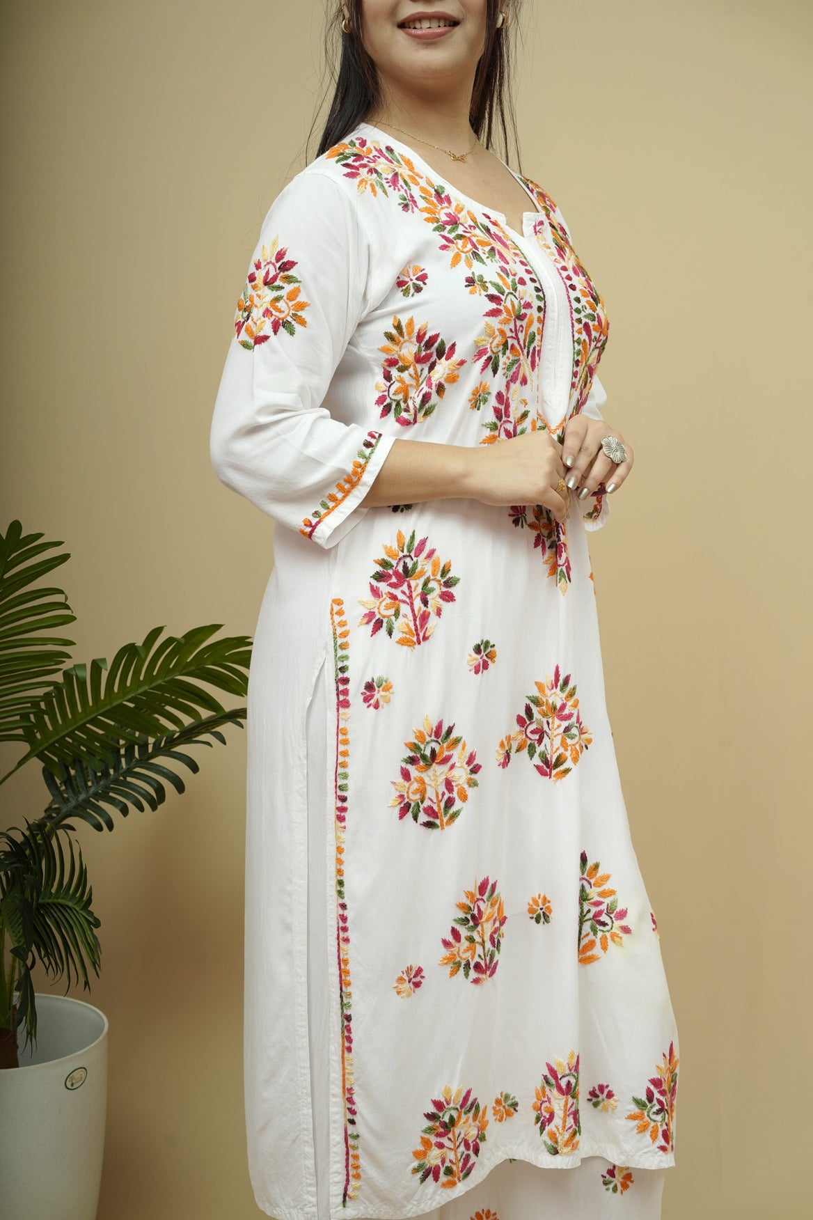 Mehira Rayon Chikankari Kurta Plazzo Set