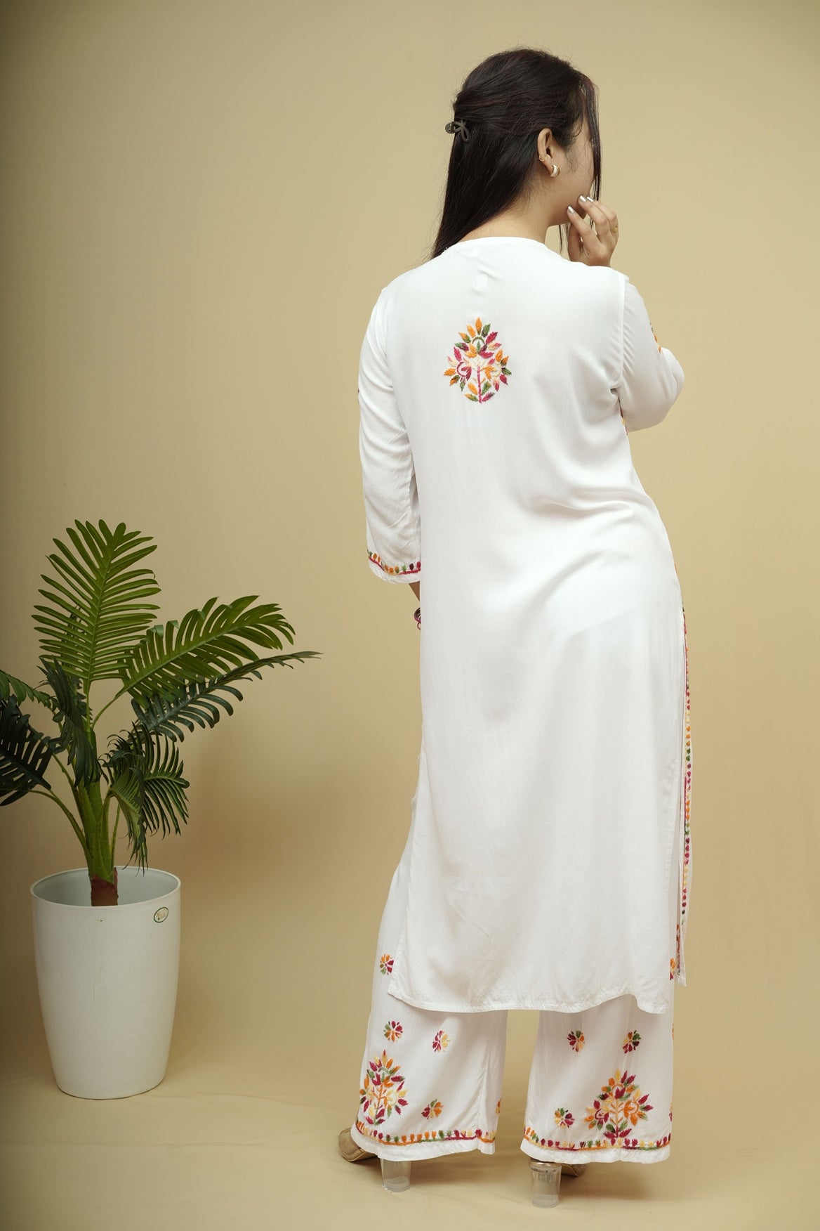 Mehira Rayon Chikankari Kurta Plazzo Set