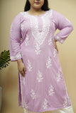 Rayon Chikankari Long Kurta - Lavender