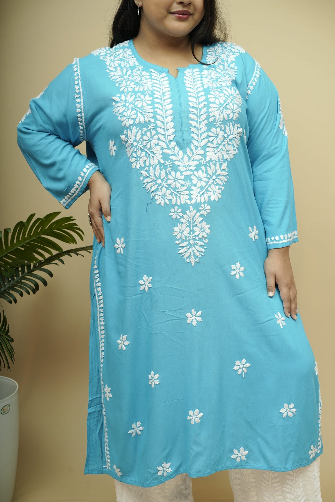 Vasudha Rayon Chikankari Long Kurta