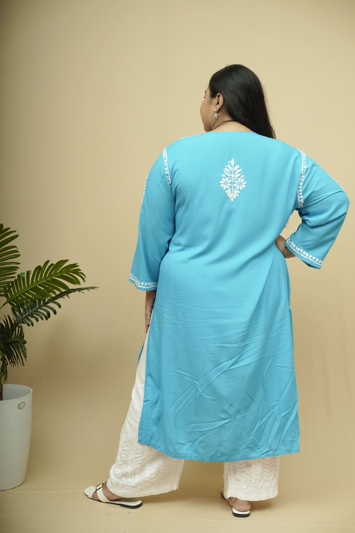 Vasudha Rayon Chikankari Long Kurta