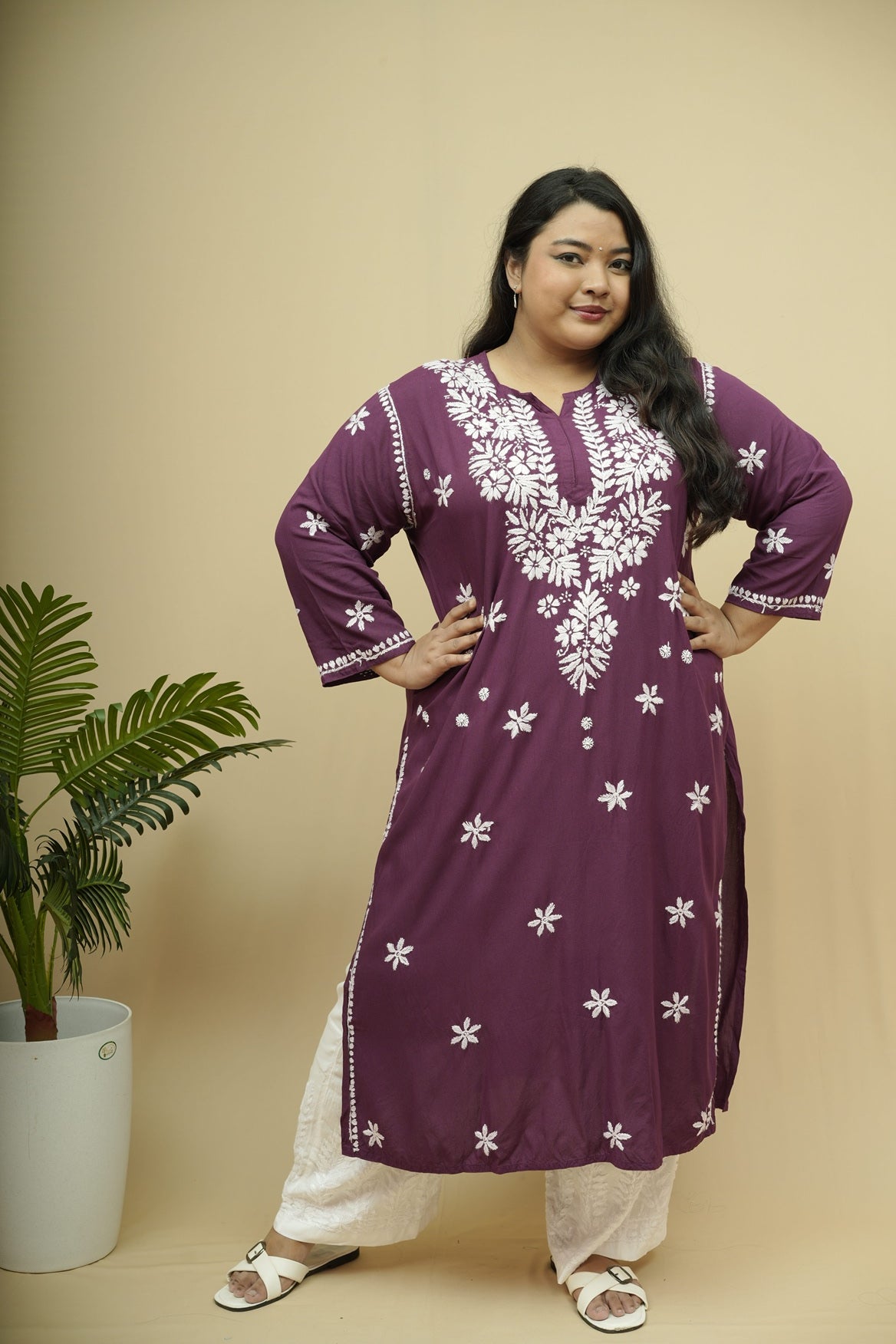 Vasudha Rayon Chikankari Long Kurta