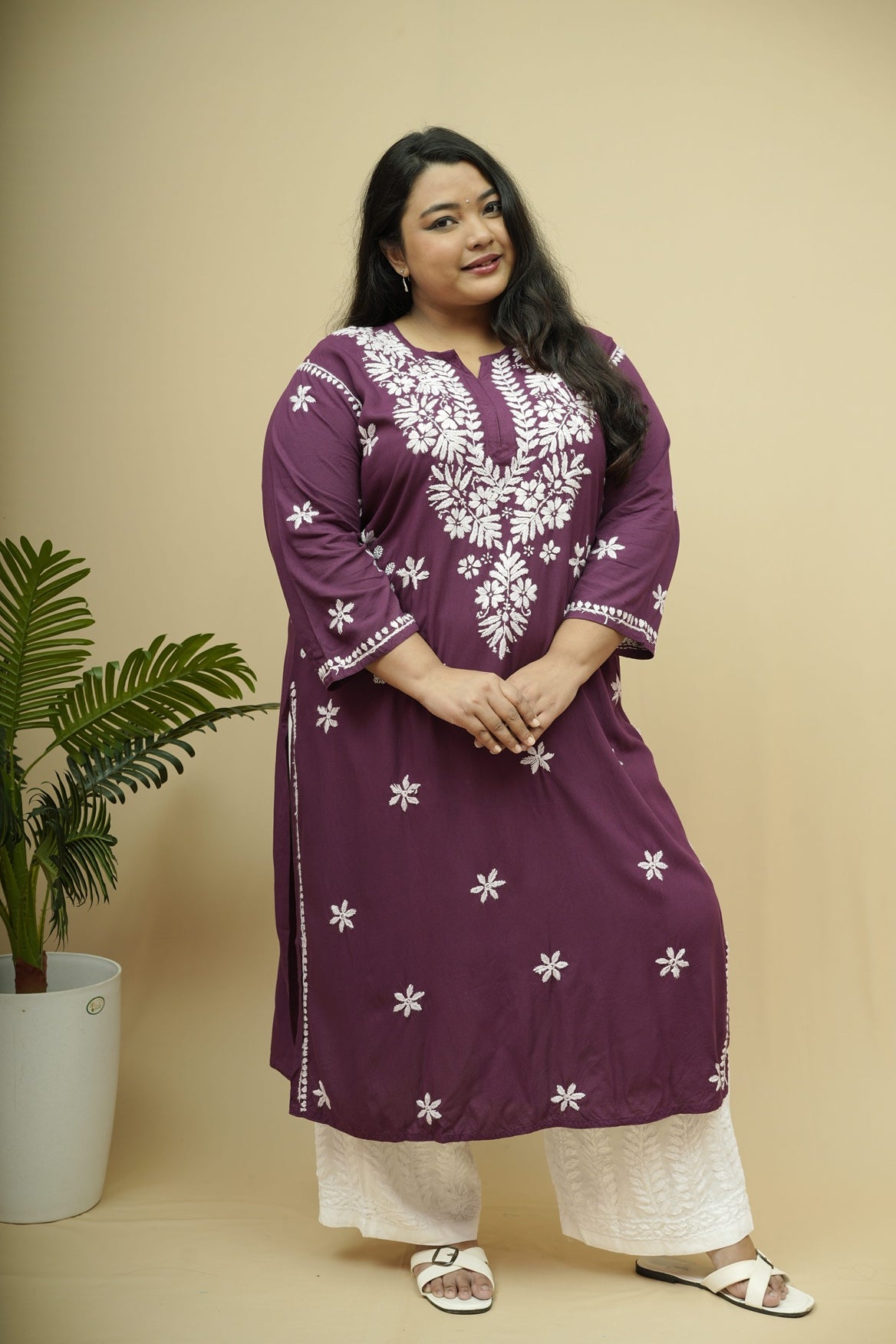 Vasudha Rayon Chikankari Long Kurta