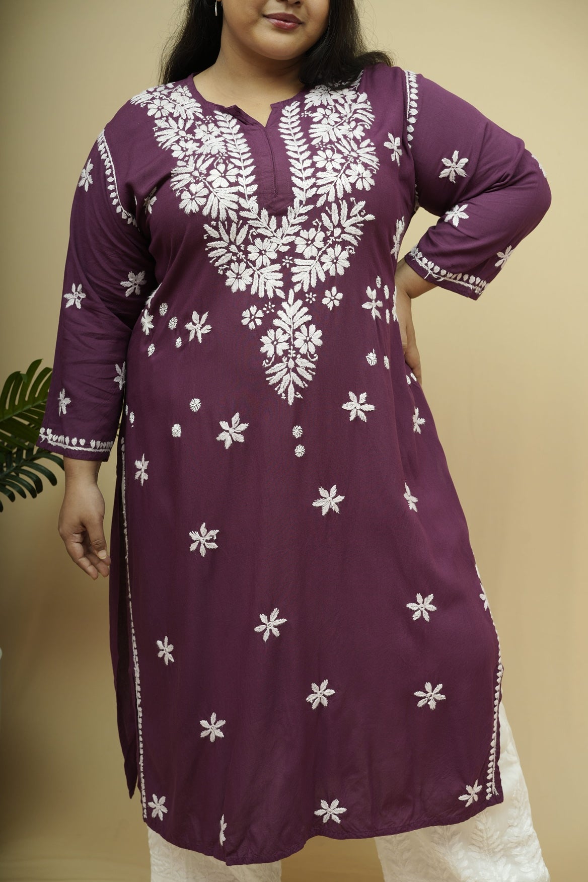 Vasudha Rayon Chikankari Long Kurta