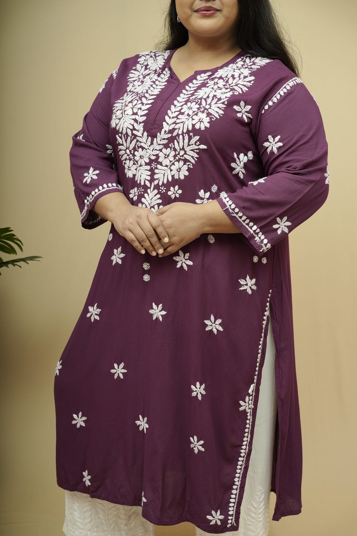 Vasudha Rayon Chikankari Long Kurta