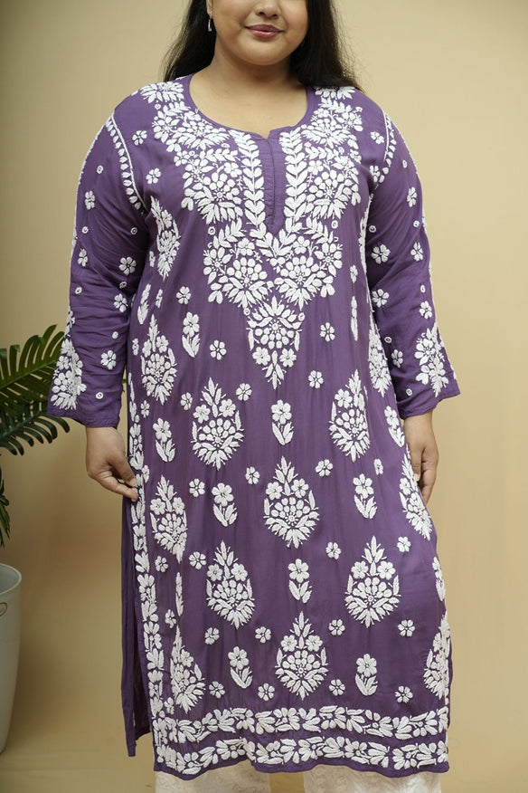 Saba 3D Chikankari Long Kurta - Modal