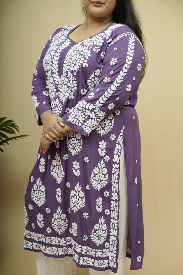 Saba 3D Chikankari Long Kurta - Modal