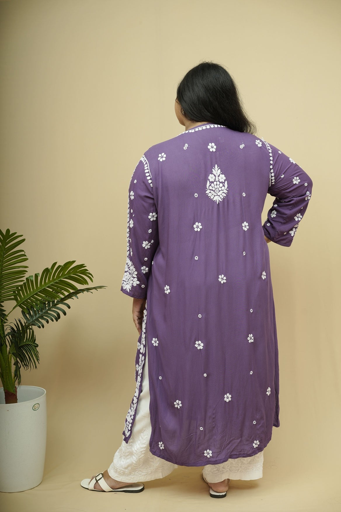 Saba 3D Chikankari Long Kurta - Modal