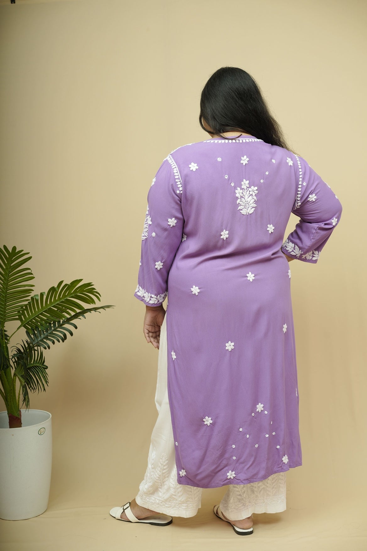 Plus Size Rayon Chikankari Kurta