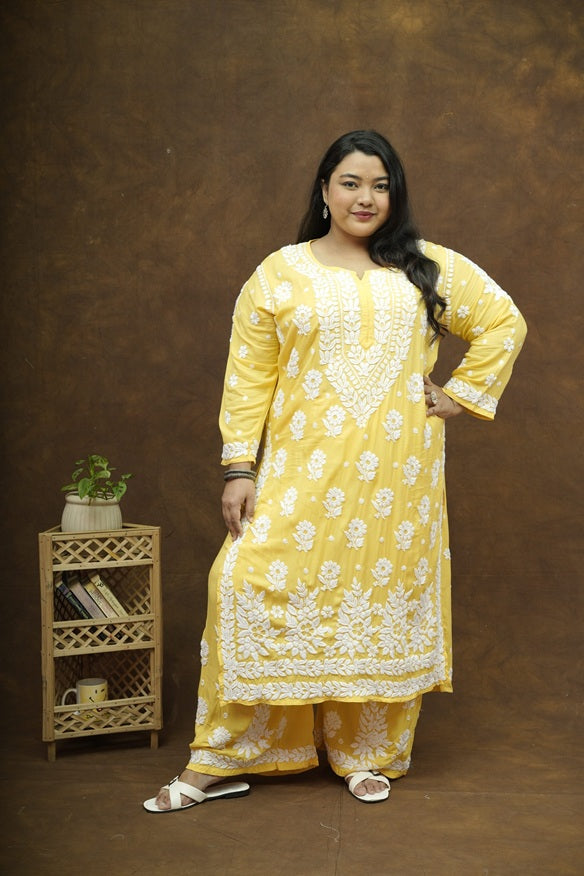 Aisha 3D Chikankari Kurta Plazzo Set