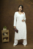 Mira Rayon 3D Chikankari Kurta Pant Set - White