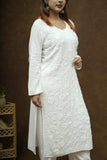 Mira Rayon 3D Chikankari Kurta Pant Set - White