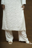 Mira Rayon 3D Chikankari Kurta Pant Set - White