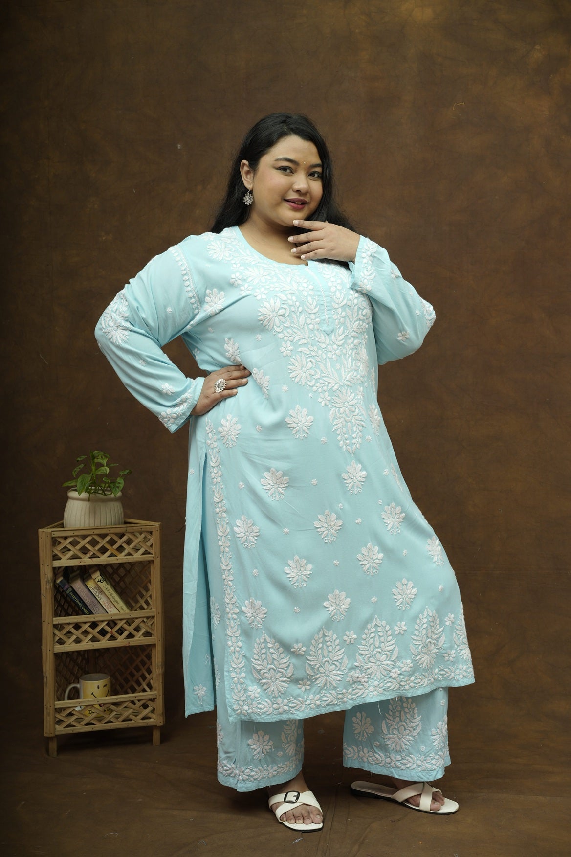 Rayon Chikankari Kurta-Plazzo Set