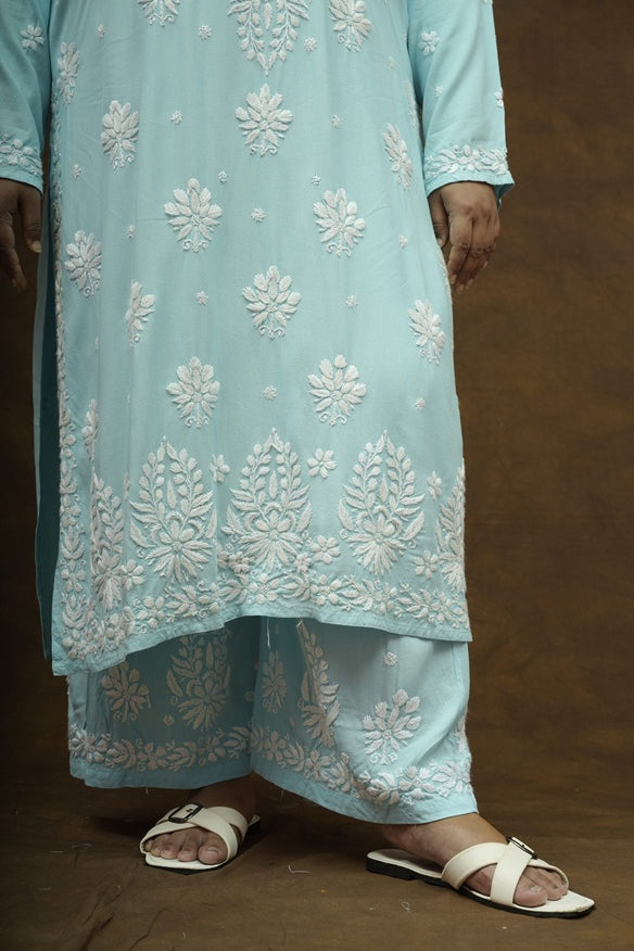 Rayon Chikankari Kurta-Plazzo Set