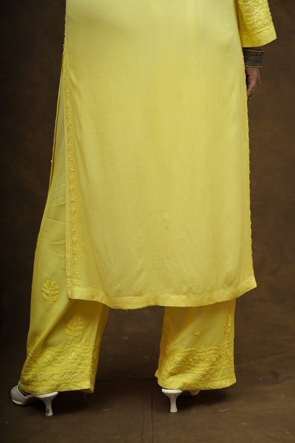 Mehza Rayon Chikankari Kurta Pant Set