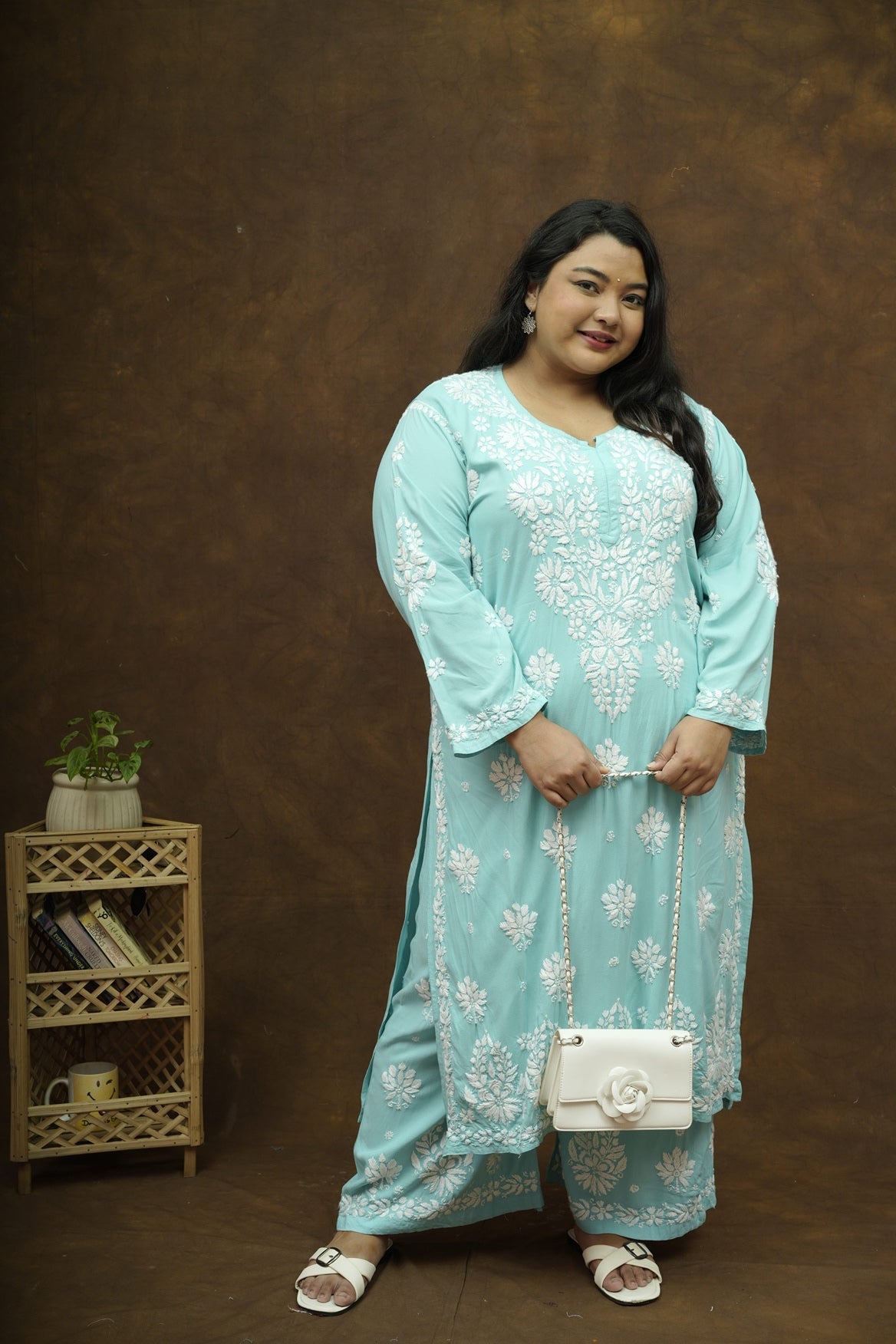 Rayon Chikankari Kurta-Plazzo Set
