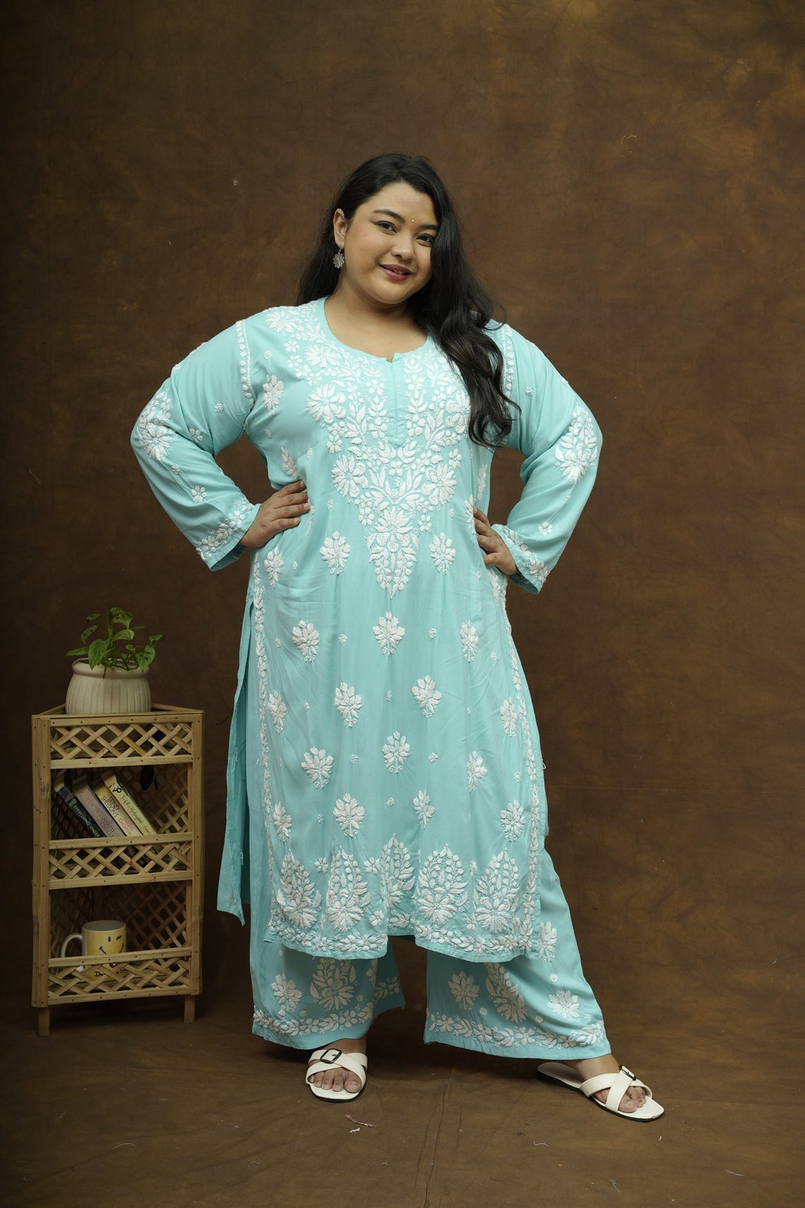 Rayon Chikankari Kurta-Plazzo Set