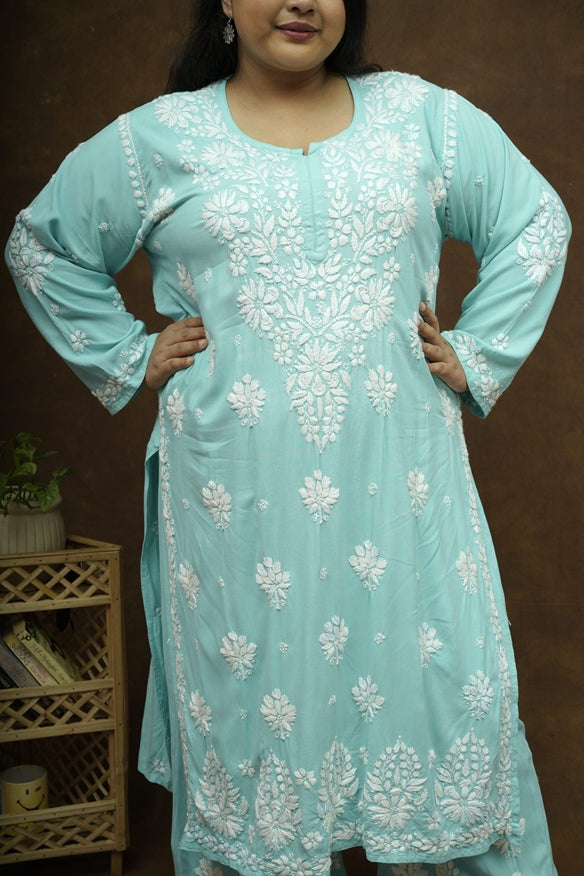 Rayon Chikankari Kurta-Plazzo Set