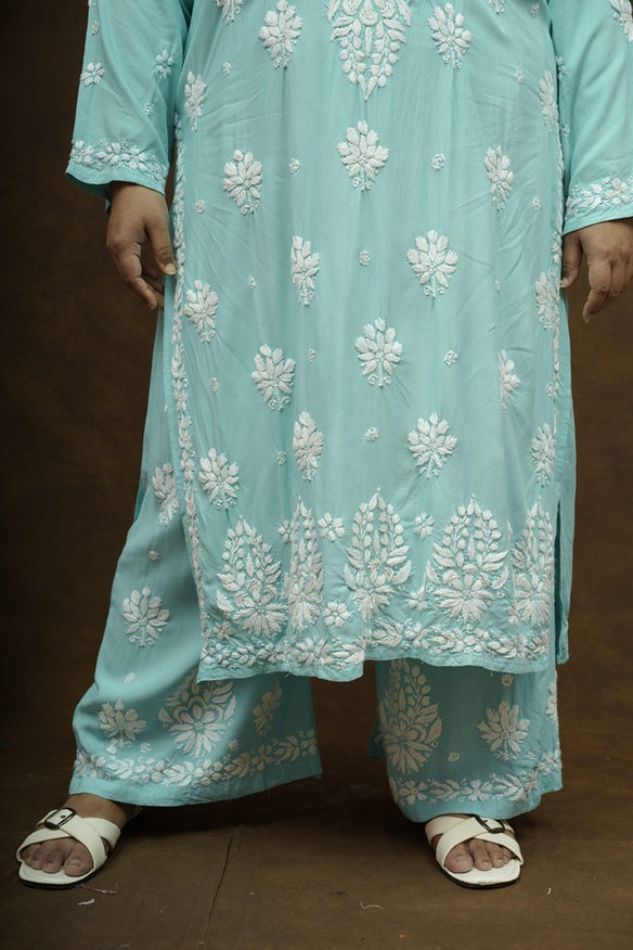 Rayon Chikankari Kurta-Plazzo Set