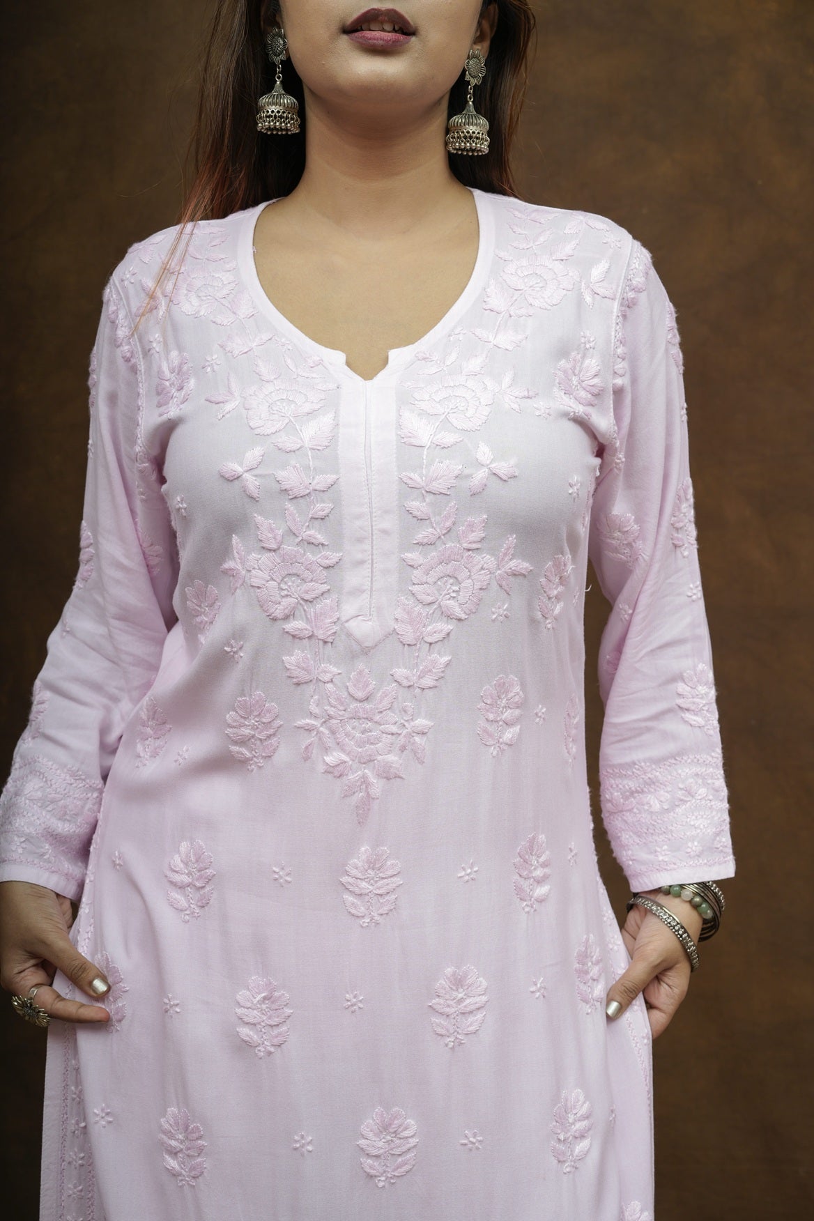 Mehza Rayon Chikankari Kurta Pant Set