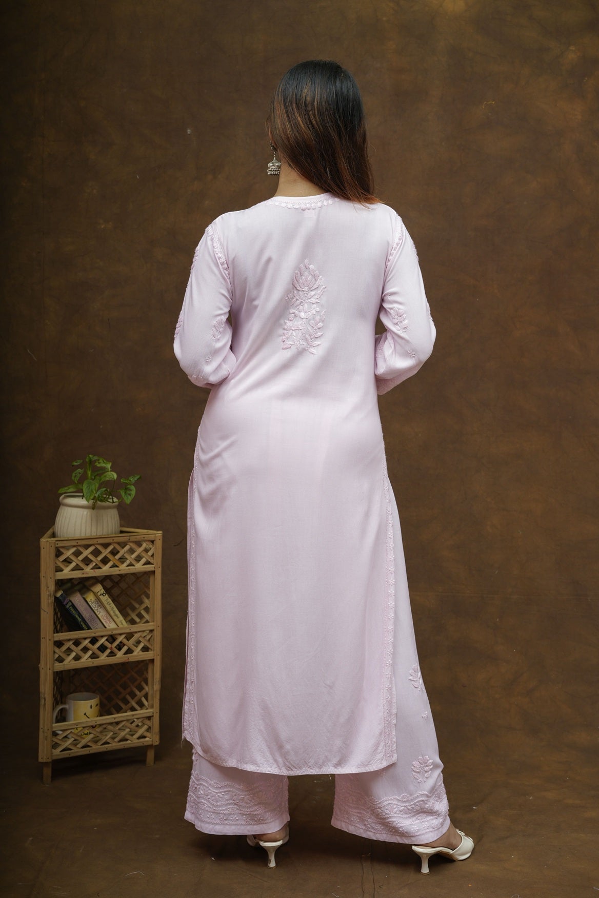 Mehza Rayon Chikankari Kurta Pant Set