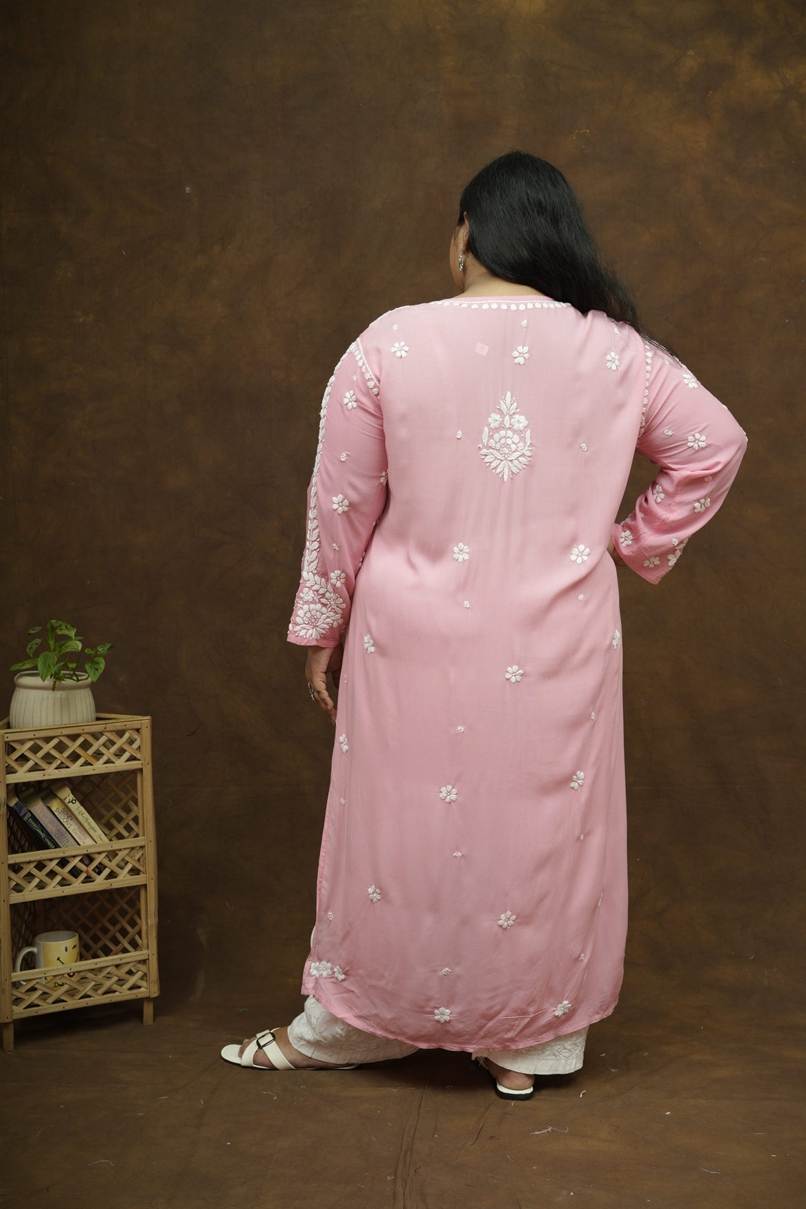 Saba 3D Chikankari Long Kurta - Modal