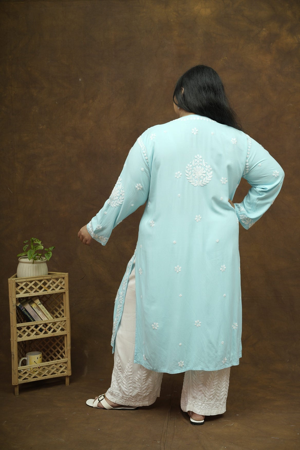 Plus Size Rayon Chikankari Kurta