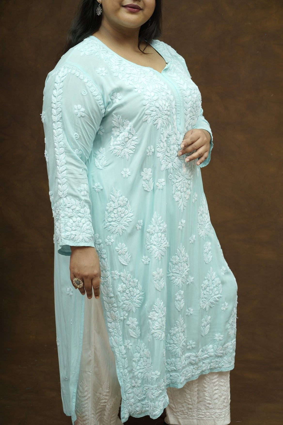 Saba 3D Chikankari Long Kurta - Modal