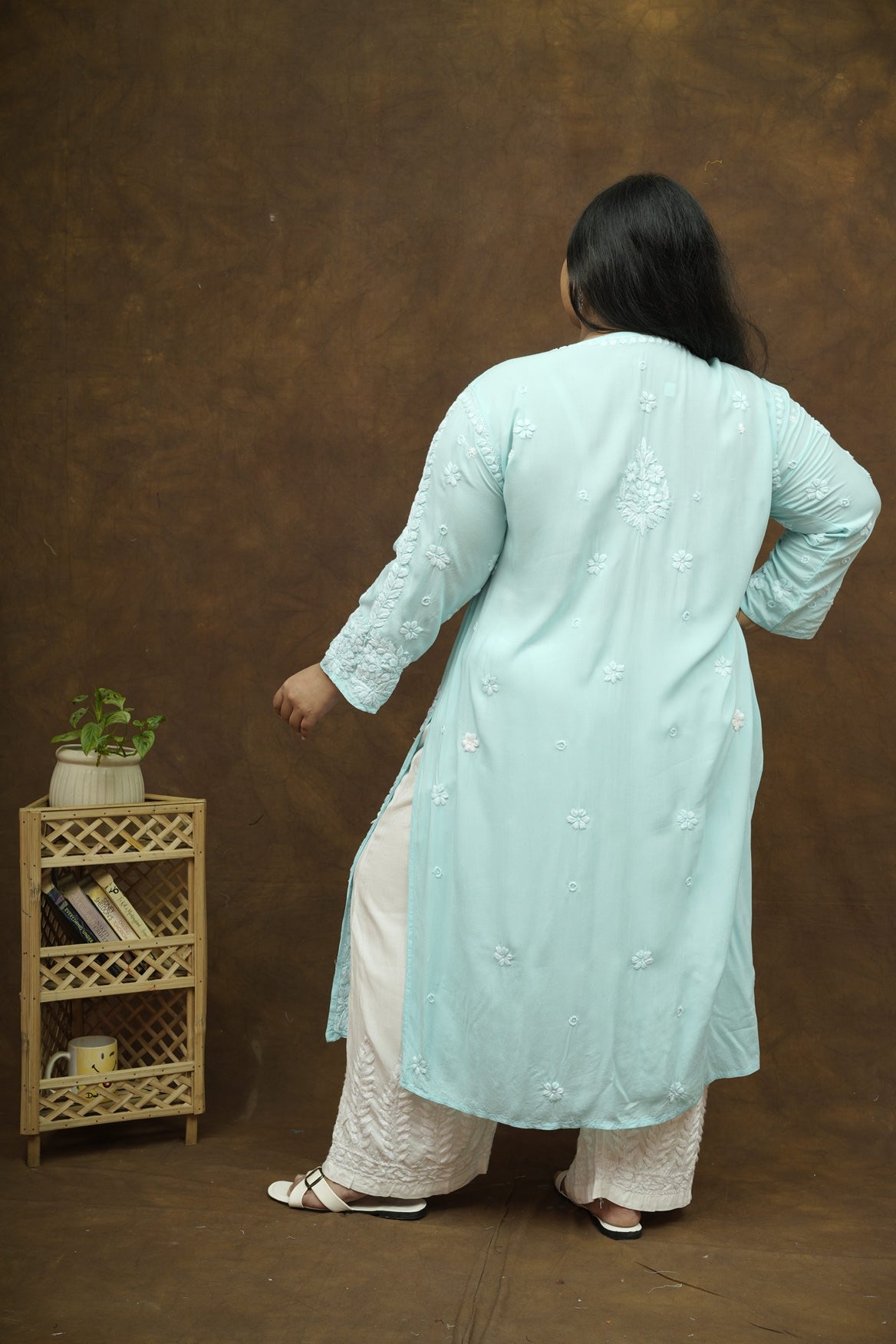 Saba 3D Chikankari Long Kurta - Modal