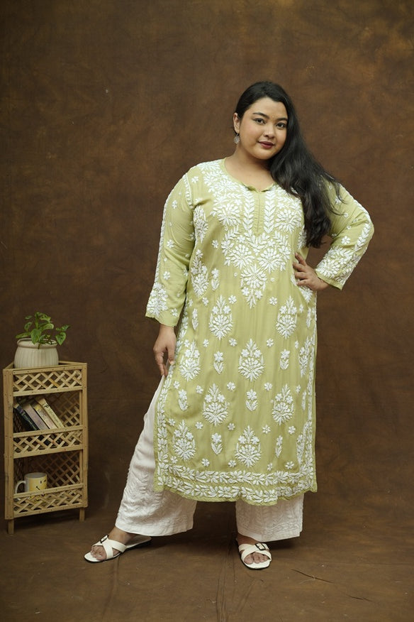 Saba 3D Chikankari Long Kurta - Modal