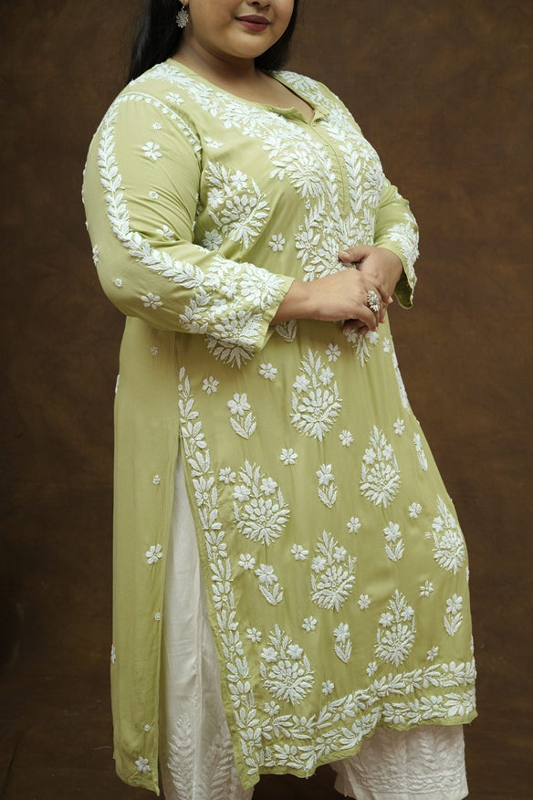 Saba 3D Chikankari Long Kurta - Modal
