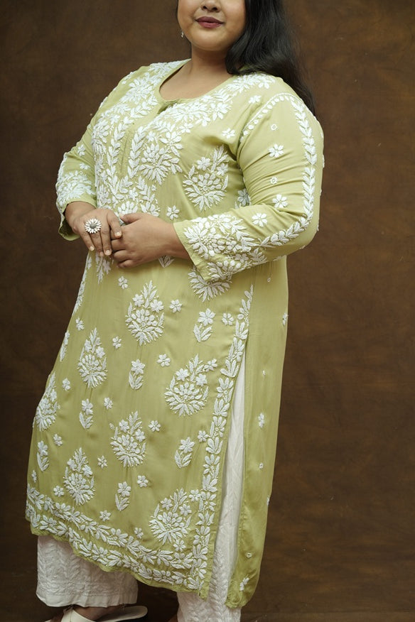 Saba 3D Chikankari Long Kurta - Modal