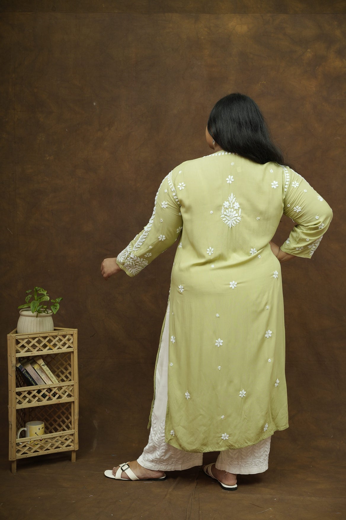 Saba 3D Chikankari Long Kurta - Modal