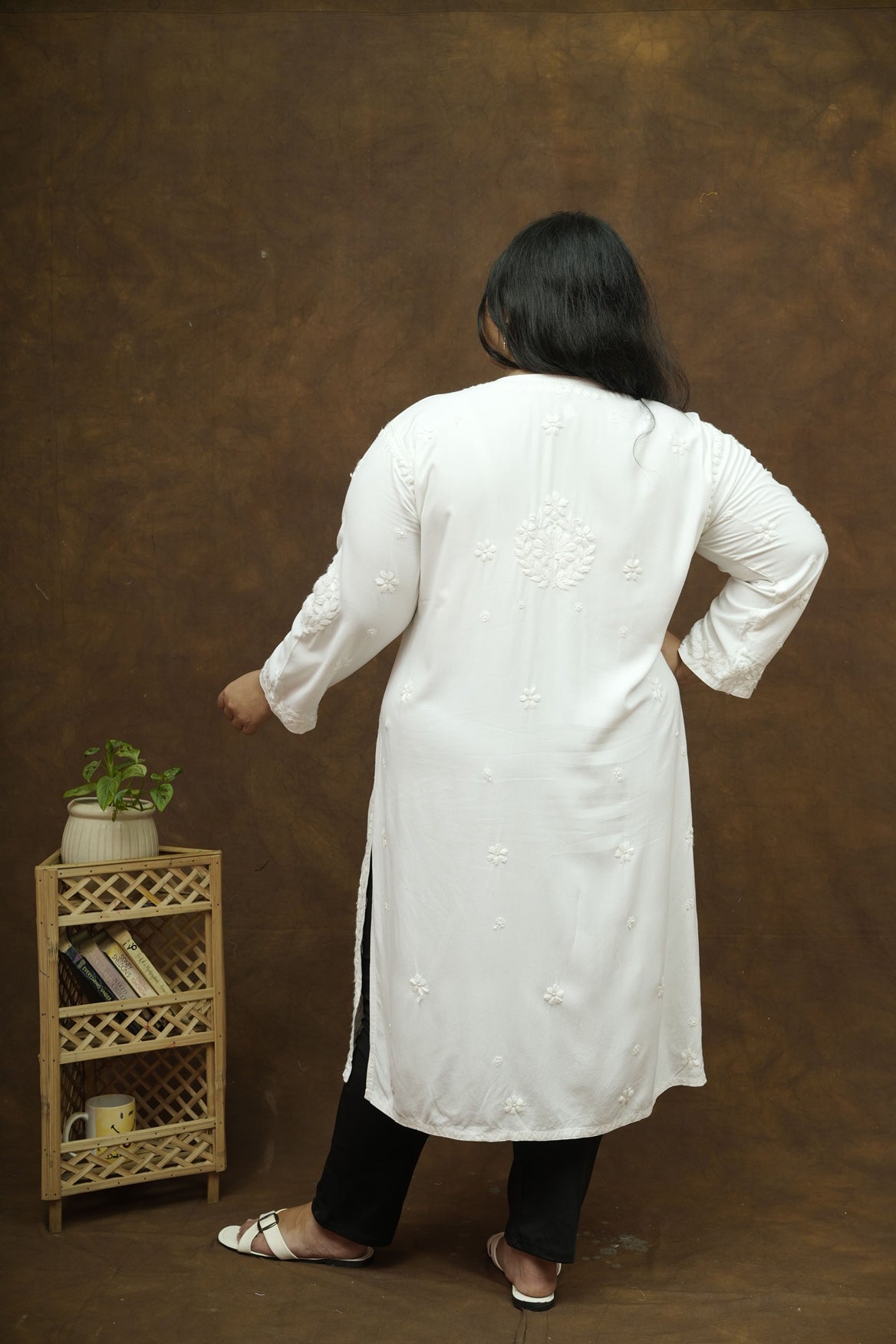 Plus Size Rayon Chikankari Kurta