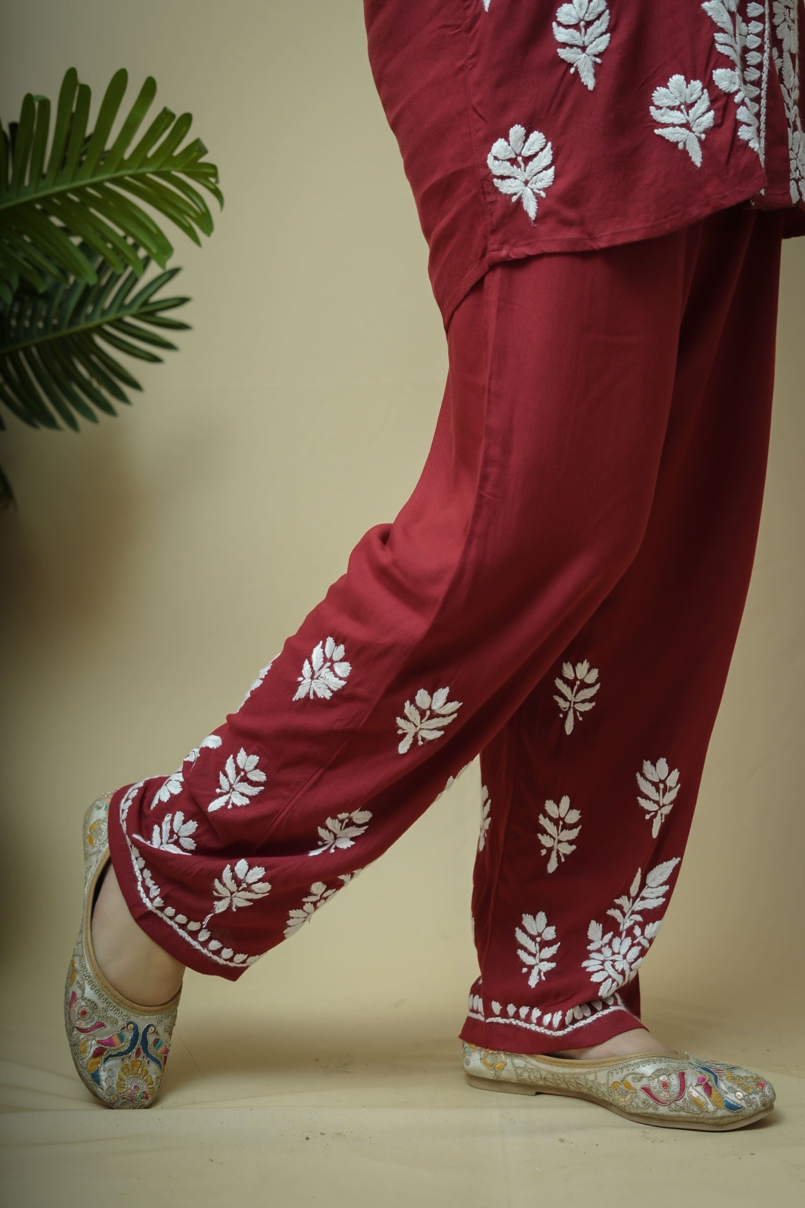 Modal Chikankari Shirt Pant Style Co-ord Set
