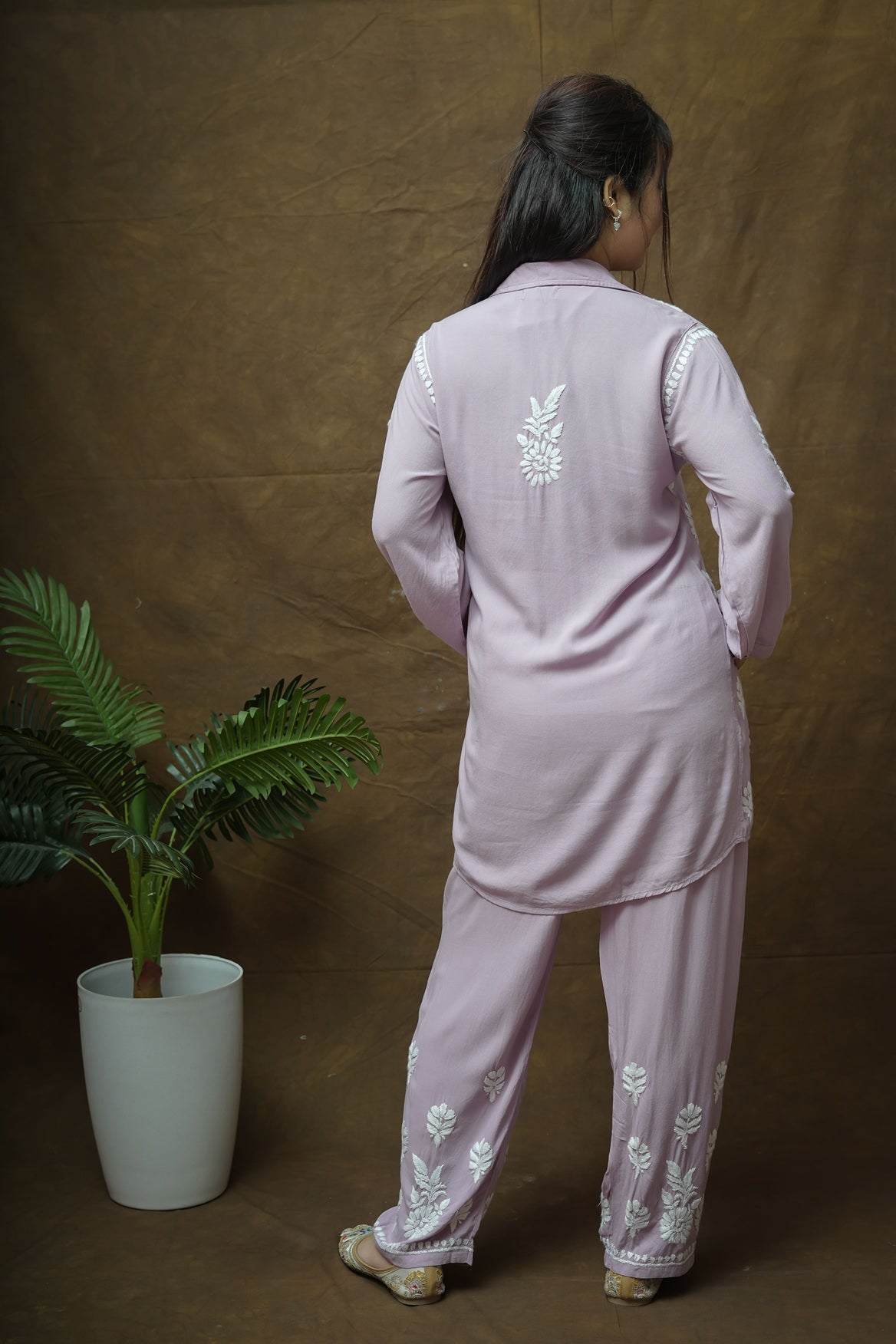Modal Chikankari Shirt Pant Style Co-ord Set